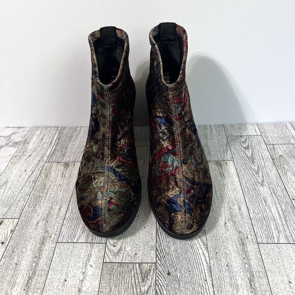 Toni Pons Finley Crushed Velvet Paisley Ankle Boots Shoes Women's 6.5 Booties - Picture 10 of 17